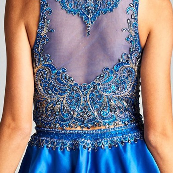 NEW Unique Short Junior Prom 2-piece Cruise Formal Dress, POCKETS Skirt & Top - Picture 5 of 7